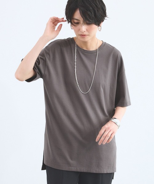 BARNYARDSTORM(バンヤードストーム)の「BARNYARDSTORM / バックタックBIG T / マシンウォッシャブル(Tシャツ/カットソー・レディース・チャコールグレー/ホワイト/ブラウン・FREE)」の1枚目の写真
