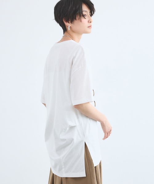 BARNYARDSTORM(バンヤードストーム)の「BARNYARDSTORM / バックタックBIG T / マシンウォッシャブル(Tシャツ/カットソー・レディース・チャコールグレー/ホワイト/ブラウン・FREE)」の5枚目の写真