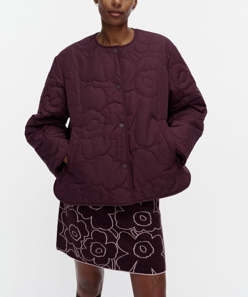 marimekko(マリメッコ)の「【バナー掲載特典付】Kapseli Piirto Unikko / coat(ノーカラーコート・レディース・プラム・XX-SMALL/LARGE/MEDIUM/SMALL/X-SMALL)」の5枚目の写真