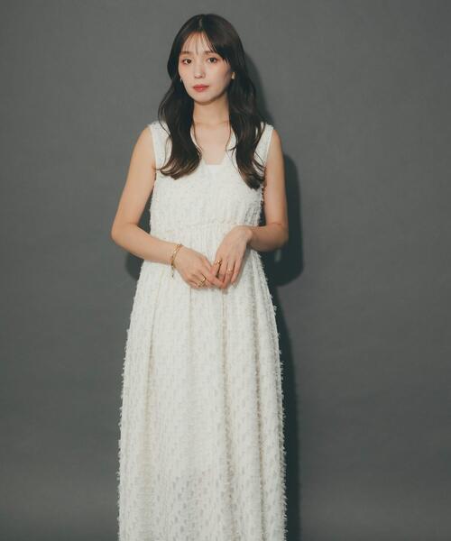 URBAN RESEARCH ROSSO WOMEN（アーバンリサーチ　ロッソ）の「カットジャガードVネックワンピース（ワンピース・レディース・ブラック/オフホワイト・FREE）」の15枚目の写真