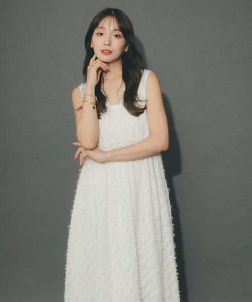 URBAN RESEARCH ROSSO WOMEN（アーバンリサーチ　ロッソ）の「カットジャガードVネックワンピース（ワンピース・レディース・ブラック/オフホワイト・FREE）」の16枚目の写真