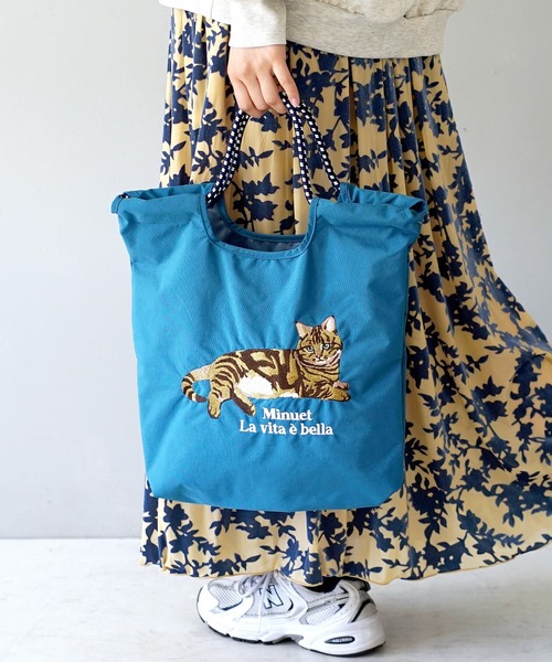e-zakkamania stores(イーザッカマニアストアーズ)の「アニマル刺繍 コードトートバッグ(トートバッグ・レディース・グレー/ダークグレー/ブルー/アイボリー/ベージュ/グレー系その他/ネイビー/カーキ/グリーン/レッド・-)」の10枚目の写真