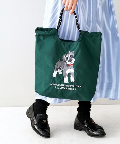 e-zakkamania stores(イーザッカマニアストアーズ)の「アニマル刺繍 コードトートバッグ(トートバッグ・レディース・グレー/ダークグレー/ブルー/アイボリー/ベージュ/グレー系その他/ネイビー/カーキ/グリーン/レッド・-)」の8枚目の写真