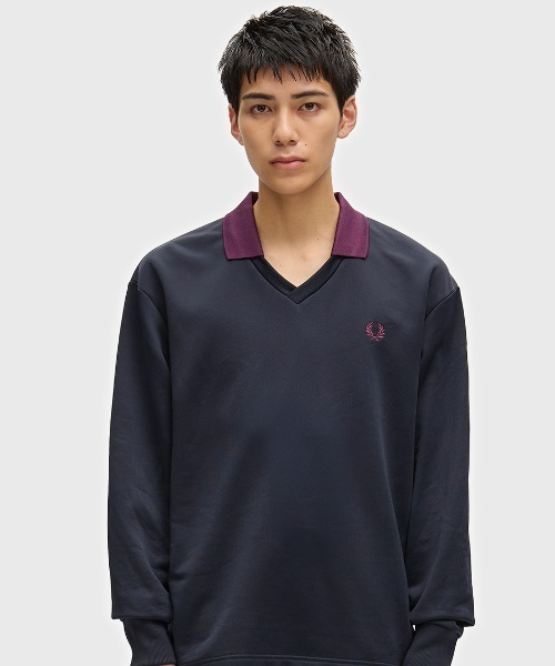 FRED PERRY（フレッドペリー）の「【ZOZO & ONLINESHOP限定】Contrast Collar Sweatshirt／コントラストカラースウェット（スウェット・メンズ・ネイビー・L/M/S）」の4枚目の写真