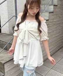 ビッグリボンチュニックブラウス