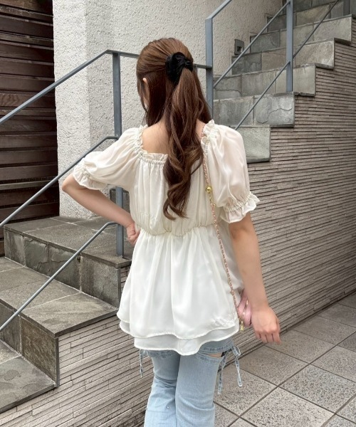 continuer de NICE CLAUP(コンティニューデナイスクラップ)の「ビッグリボンチュニックブラウス(シャツ/ブラウス・レディース・ドット/ブラック系その他/ホワイト系その他/アイボリー・FREE)」の15枚目の写真