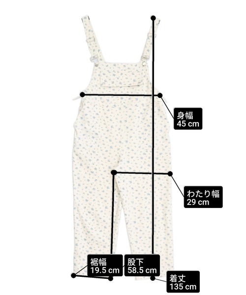 anap mimpi(アナップミンピ)の「フローラル柄 オーバーオール(サロペット/オーバーオール・レディース・アイボリー/ホワイト・F)」の20枚目の写真