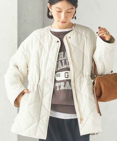 SHIPS(シップス)の「〈撥水加工/手洗い可能〉HEAT 中綿 キルティング ジップ ブルゾン(ブルゾン・レディース・ナチュラル/カーキ/ブラック・36/38)」の3枚目の写真