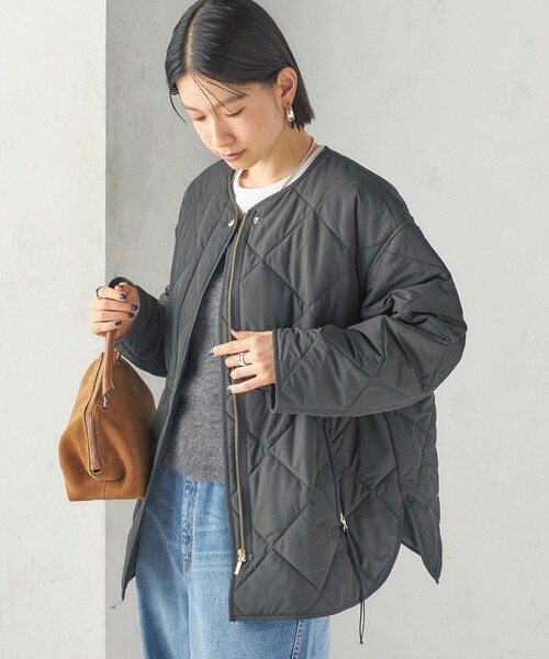 SHIPS(シップス)の「〈撥水加工/手洗い可能〉HEAT 中綿 キルティング ジップ ブルゾン(ブルゾン・レディース・ナチュラル/カーキ/ブラック・36/38)」の2枚目の写真