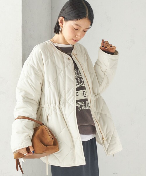 SHIPS(シップス)の「〈撥水加工/手洗い可能〉HEAT 中綿 キルティング ジップ ブルゾン(ブルゾン・レディース・ナチュラル/カーキ/ブラック・36/38)」の8枚目の写真