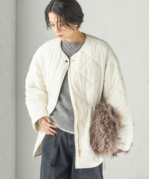 SHIPS(シップス)の「〈撥水加工/手洗い可能〉HEAT 中綿 キルティング ジップ ブルゾン(ブルゾン・レディース・ナチュラル/カーキ/ブラック・36/38)」の12枚目の写真