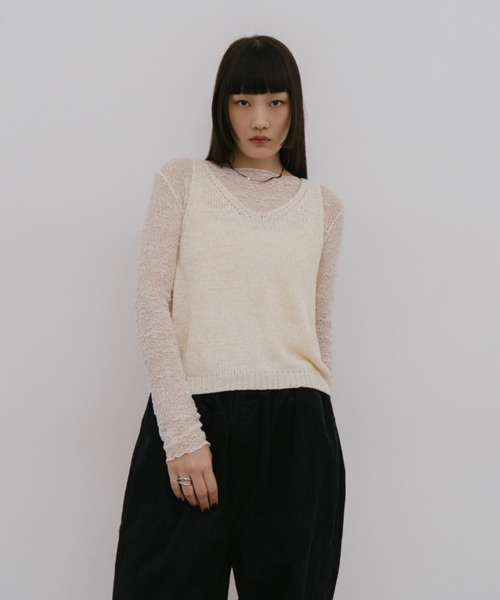HANNE（アン）の「ローゲージニットベスト（ベスト・レディース・ブラック/ホワイト/ピンク・FREE）」の15枚目の写真