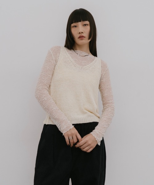 HANNE（アン）の「ローゲージニットベスト（ベスト・レディース・ブラック/ホワイト/ピンク・FREE）」の16枚目の写真
