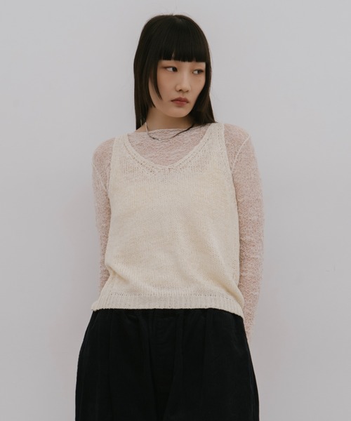 HANNE（アン）の「ローゲージニットベスト（ベスト・レディース・ブラック/ホワイト/ピンク・FREE）」の19枚目の写真