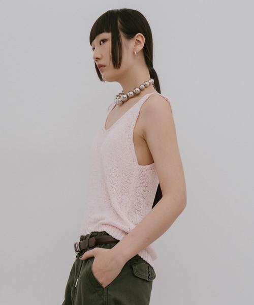 HANNE（アン）の「ローゲージニットベスト（ベスト・レディース・ブラック/ホワイト/ピンク・FREE）」の4枚目の写真