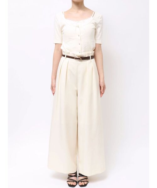 MERCURYDUO(マーキュリーデュオ)の「ベルト付タックフレアパンツ(その他パンツ・レディース・アイボリー/ブラック・MEDIUM/SMALL)」の15枚目の写真