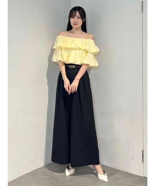 MERCURYDUO(マーキュリーデュオ)の「ベルト付タックフレアパンツ(その他パンツ・レディース・アイボリー/ブラック・MEDIUM/SMALL)」の20枚目の写真