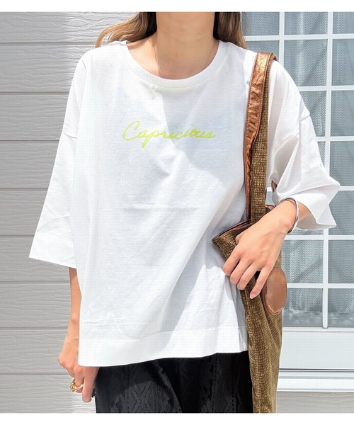 Q(キュー)の「シルケット天竺プルオーバー(Tシャツ/カットソー・レディース・オフホワイト/ブラック/グレイッシュベージュ・MEDIUM)」の6枚目の写真
