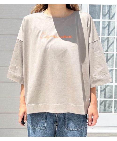 Q(キュー)の「シルケット天竺プルオーバー(Tシャツ/カットソー・レディース・オフホワイト/ブラック/グレイッシュベージュ・MEDIUM)」の10枚目の写真