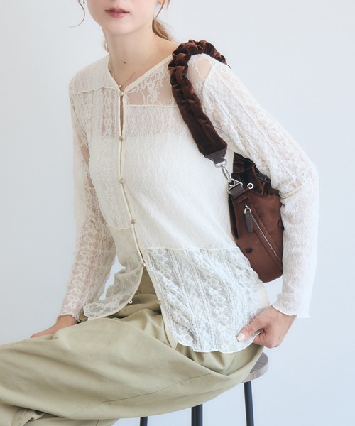 KATHARINE ROSS(キャサリンロス)の「レースブラウス/総レースシアーカーディガン(シャツ/ブラウス・レディース・オフホワイト/ブラック・FREE)」の17枚目の写真