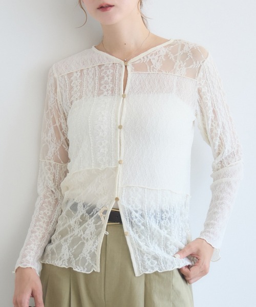 KATHARINE ROSS(キャサリンロス)の「レースブラウス/総レースシアーカーディガン(シャツ/ブラウス・レディース・オフホワイト/ブラック・FREE)」の14枚目の写真