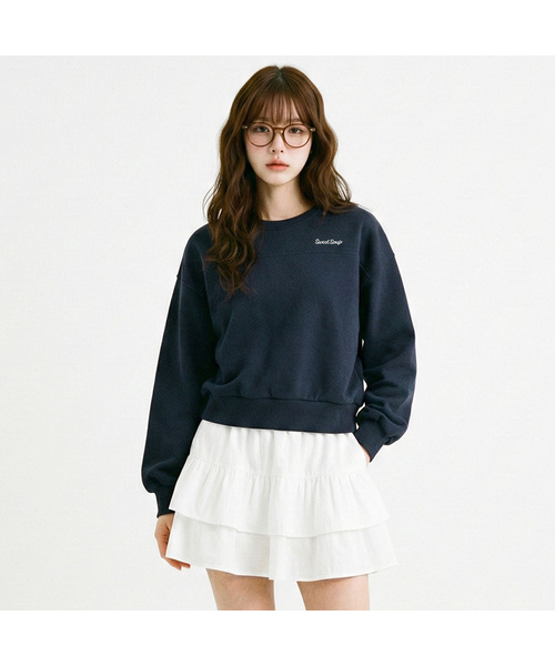 SWEET SOUP(スウィートスープ)の「クロップレタリングポイントスウェットシャツ(WC3LTF2)(Tシャツ/カットソー・レディース・ネイビー/ピンク/ライトグレー・FREE)」の2枚目の写真