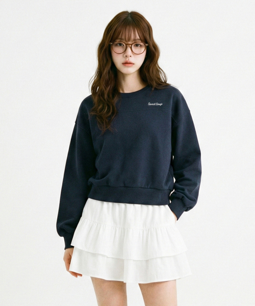 SWEET SOUP(スウィートスープ)の「クロップレタリングポイントスウェットシャツ(WC3LTF2)(Tシャツ/カットソー・レディース・ネイビー/ピンク/ライトグレー・FREE)」の4枚目の写真