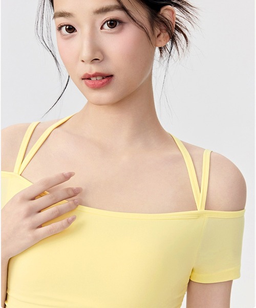 OSYAREVO(オシャレボ)の「ヨガウェア オフショルダー トップス カップ付き(その他トップス・レディース・オフホワイト/ライトイエロー/ライトピンク/アクア・SMALL/MEDIUM/LARGE/X-LARGE)」の8枚目の写真