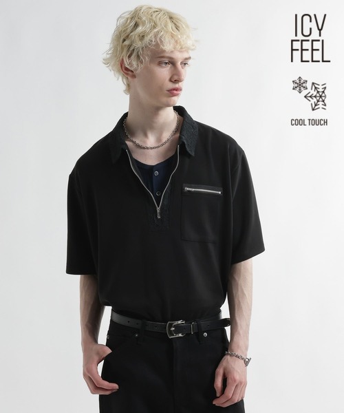 HARE(ハレ)の「【接触冷感】アソートキリカエハーフZIPカット(HARE)(Tシャツ/カットソー・メンズ・ブラック/レッド・FREE)」の6枚目の写真