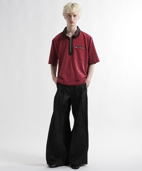 HARE(ハレ)の「【接触冷感】アソートキリカエハーフZIPカット(HARE)(Tシャツ/カットソー・メンズ・ブラック/レッド・FREE)」の8枚目の写真