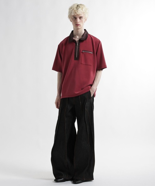 HARE(ハレ)の「【接触冷感】アソートキリカエハーフZIPカット(HARE)(Tシャツ/カットソー・メンズ・ブラック/レッド・FREE)」の7枚目の写真