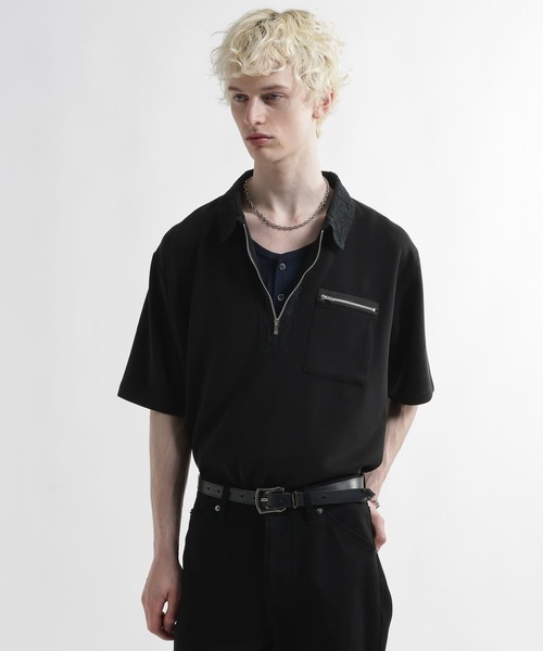 HARE(ハレ)の「【接触冷感】アソートキリカエハーフZIPカット(HARE)(Tシャツ/カットソー・メンズ・ブラック/レッド・FREE)」の4枚目の写真