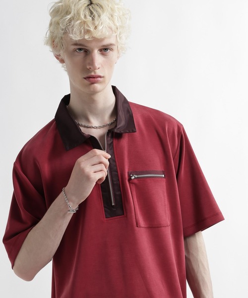 HARE(ハレ)の「【接触冷感】アソートキリカエハーフZIPカット(HARE)(Tシャツ/カットソー・メンズ・ブラック/レッド・FREE)」の21枚目の写真