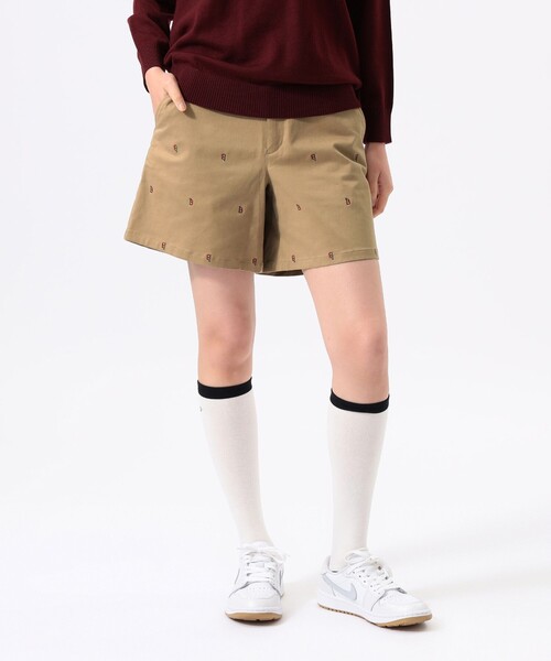 BEAMS GOLF(ビームスゴルフ)の「ORANGE LABEL / B-Teeロゴ刺繍 ストレッチ ショートパンツ(その他パンツ・レディース・ベージュ/ネイビー・SMALL/MEDIUM/LARGE)」の1枚目の写真