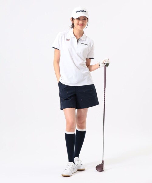 BEAMS GOLF(ビームスゴルフ)の「ORANGE LABEL / B-Teeロゴ刺繍 ストレッチ ショートパンツ(その他パンツ・レディース・ベージュ/ネイビー・SMALL/MEDIUM/LARGE)」の5枚目の写真