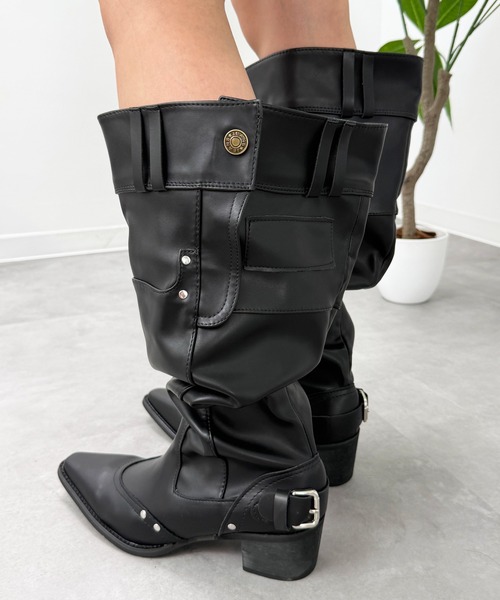 MEMECLE(メメクル)の「【 MEMECLE / メメクル 】ふかふか エンジニアロングブーツ(ブーツ・レディース・ブラック・SMALL/MEDIUM/LARGE)」の7枚目の写真