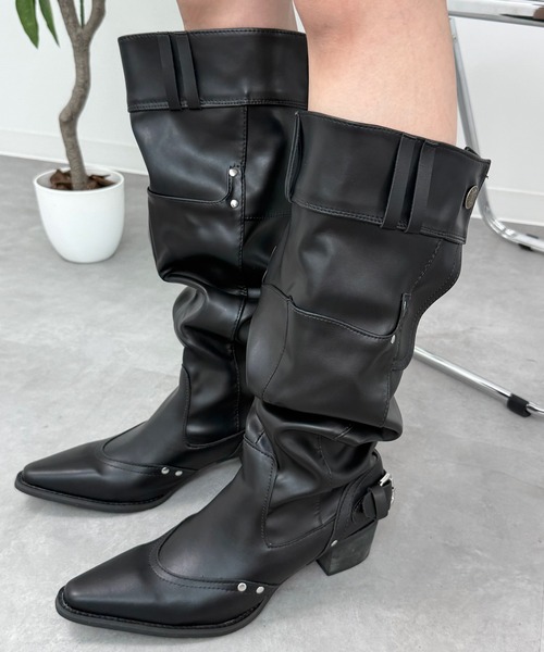 MEMECLE(メメクル)の「【 MEMECLE / メメクル 】ふかふか エンジニアロングブーツ(ブーツ・レディース・ブラック・SMALL/MEDIUM/LARGE)」の8枚目の写真