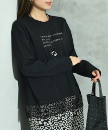 INTERPLANET（インタープラネット）の「裾レース長袖ロゴ刺繍プルオーバー（Tシャツ/カットソー）」