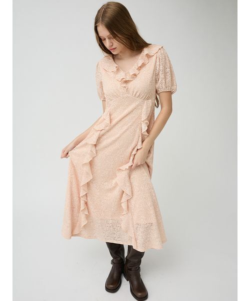 LILY BROWN(リリーブラウン)の「フリルレースカットワンピース(ワンピース・レディース・ブラック/アイボリー/コーラル・F)」の3枚目の写真