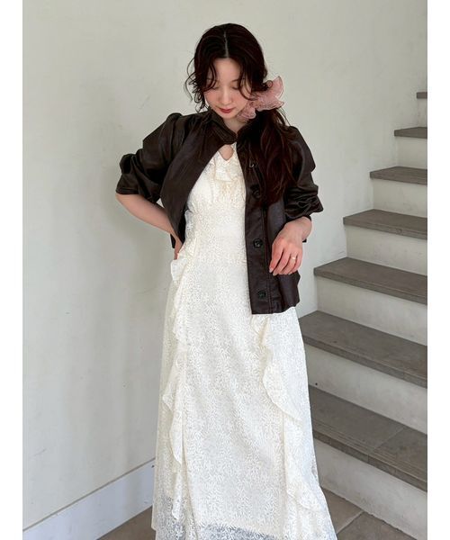 LILY BROWN(リリーブラウン)の「フリルレースカットワンピース(ワンピース・レディース・ブラック/アイボリー/コーラル・F)」の9枚目の写真