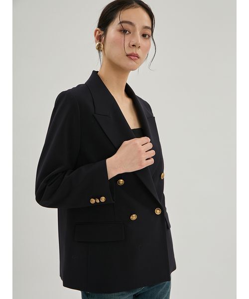 Mila Owen(ミラオーウェン)の「金釦ダブルブレストブレザー(テーラードジャケット・レディース・ベージュ/ダークネイビー・F)」の10枚目の写真