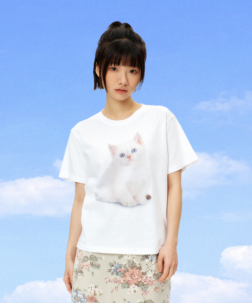 LAUGHER(ラファー)の「ネコTシャツ - ホワイト(Tシャツ/カットソー・レディース・その他・LARGE/MEDIUM/SMALL/X-LARGE)」の4枚目の写真