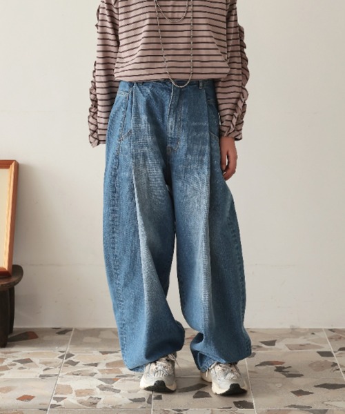 Ocean&Ground(オーシャン&グラウンド)の「WS デニムカーブパンツ(その他パンツ・レディース・ブラック/ダークインディゴブルー/ケミカルウォッシュ・FREE)」の14枚目の写真