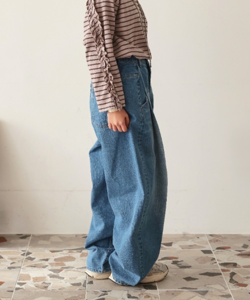 Ocean&Ground(オーシャン&グラウンド)の「WS デニムカーブパンツ(その他パンツ・レディース・ブラック/ダークインディゴブルー/ケミカルウォッシュ・FREE)」の8枚目の写真