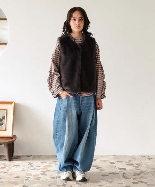 Ocean&Ground(オーシャン&グラウンド)の「WS デニムカーブパンツ(その他パンツ・レディース・ブラック/ダークインディゴブルー/ケミカルウォッシュ・FREE)」の11枚目の写真