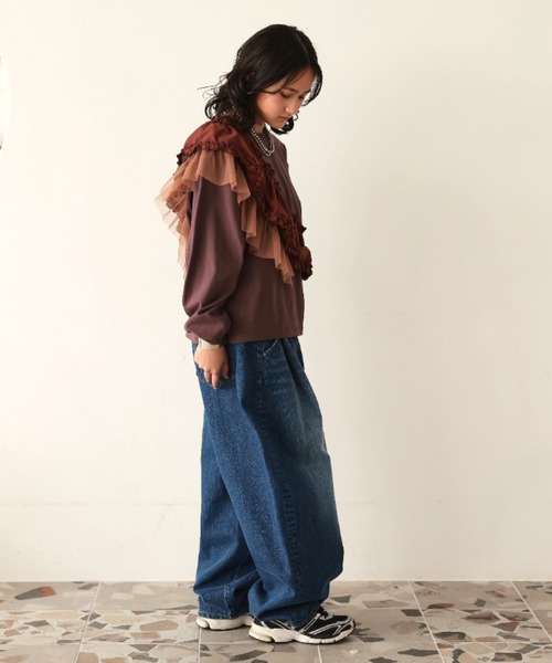Ocean&Ground(オーシャン&グラウンド)の「WS デニムカーブパンツ(その他パンツ・レディース・ブラック/ダークインディゴブルー/ケミカルウォッシュ・FREE)」の6枚目の写真