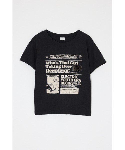 MOUSSY(マウジー)の「EXTRA NEWS PAPER Tシャツ(Tシャツ/カットソー・レディース・オフホワイト/ブラック/ライトピンク・FREE)」の1枚目の写真