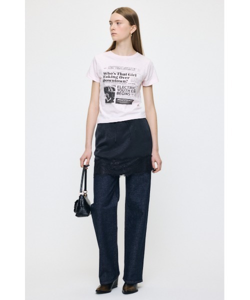 MOUSSY(マウジー)の「EXTRA NEWS PAPER Tシャツ(Tシャツ/カットソー・レディース・オフホワイト/ブラック/ライトピンク・FREE)」の21枚目の写真