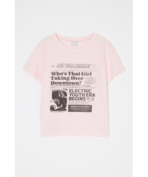 MOUSSY(マウジー)の「EXTRA NEWS PAPER Tシャツ(Tシャツ/カットソー・レディース・オフホワイト/ブラック/ライトピンク・FREE)」の4枚目の写真