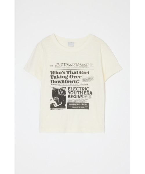MOUSSY(マウジー)の「EXTRA NEWS PAPER Tシャツ(Tシャツ/カットソー・レディース・オフホワイト/ブラック/ライトピンク・FREE)」の11枚目の写真